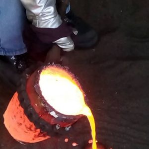 pouring melted metal